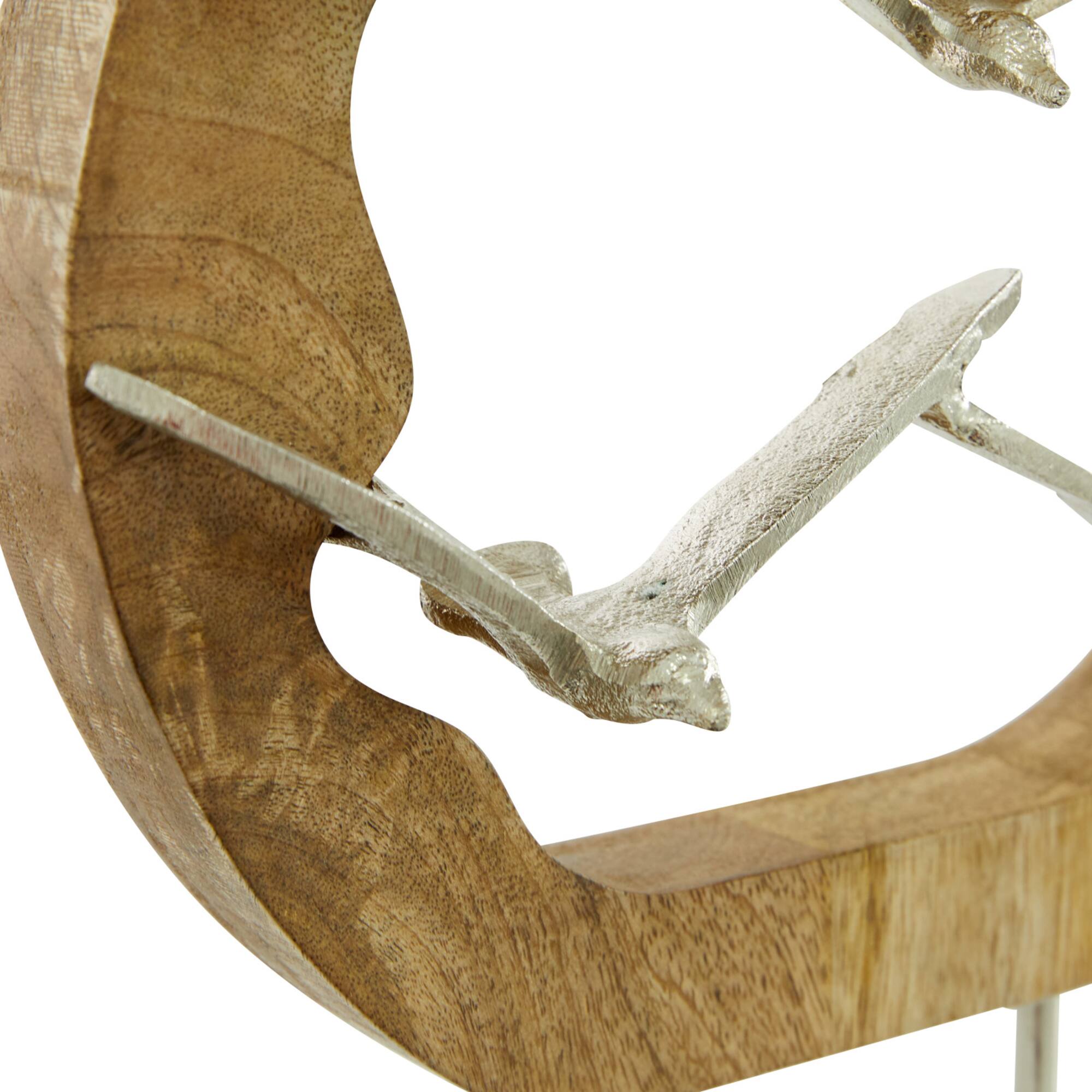 Silver Aluminum Contemporary Sculpture, Bird 13" x 10" x 3"